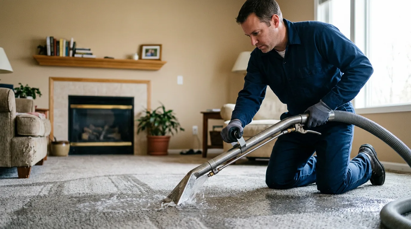 Water damage restoration technician working near Oakpark, VA
